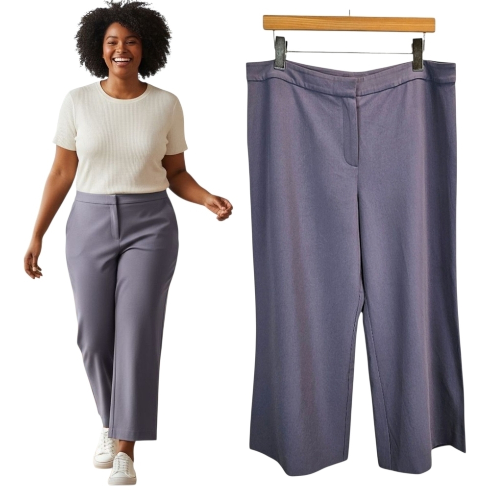 St. John Womens Santana Knit Ankle Dress Pants 14 Purple Quiet Luxury Classic